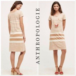 Anthropologie Maeve haven dress in tan and cream striped tee shirt dress size xs